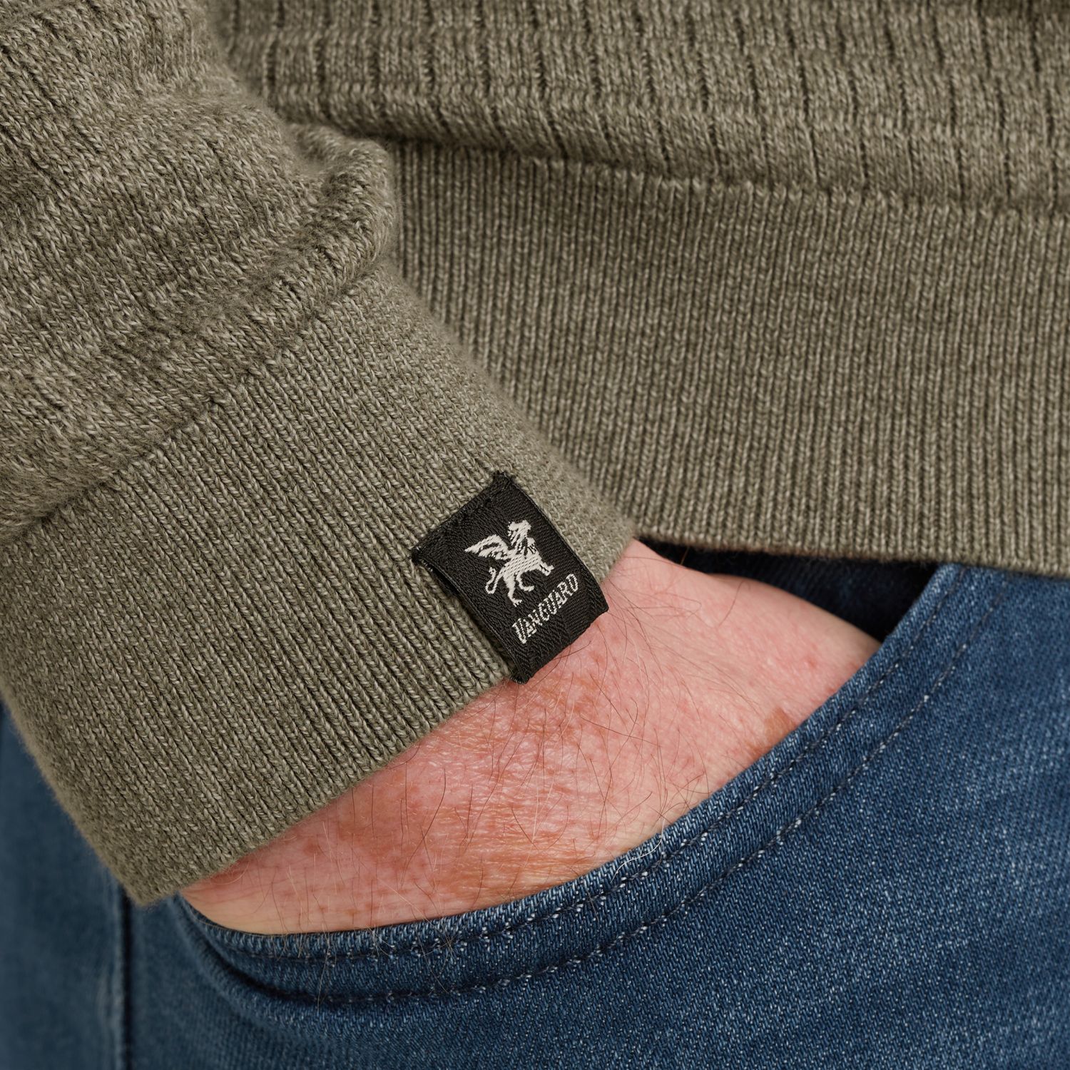 Пуловер Vanguard с эффектом цвета зелёный артикул VKW2508302-6497