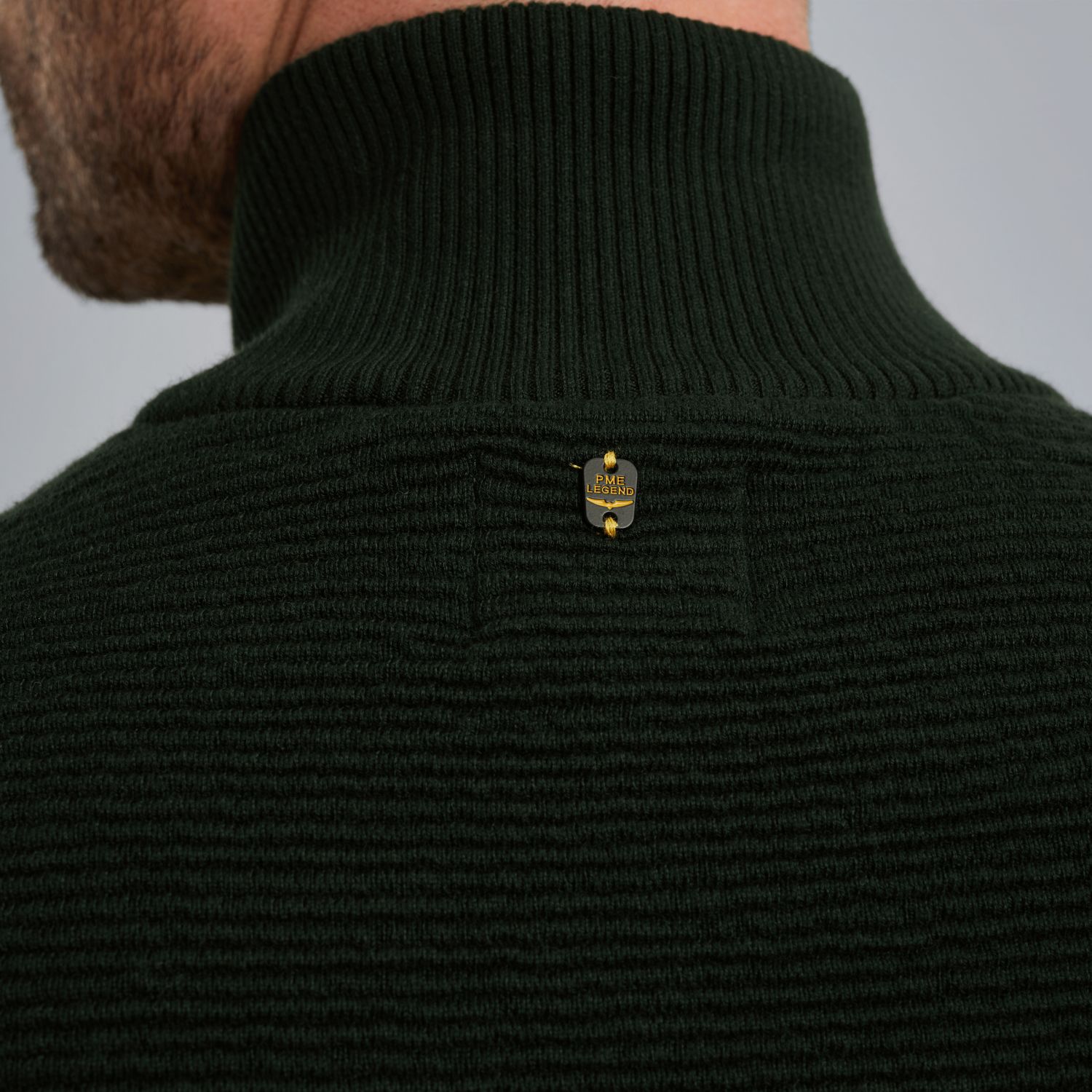 Кардиган PME Legend с заплатками на локтях зелёный артикул PKC2510322-6027