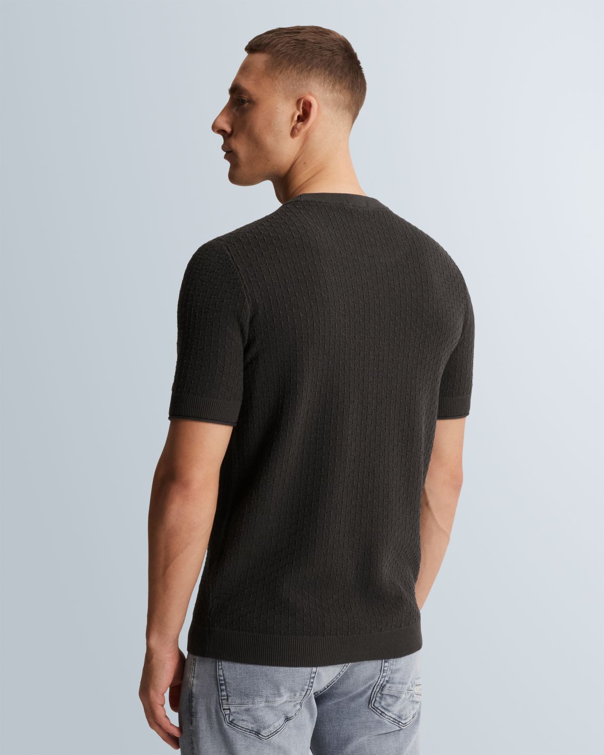 Футболка Cast-Iron вязаная с модалом серая артикул CTSS2602507-9159