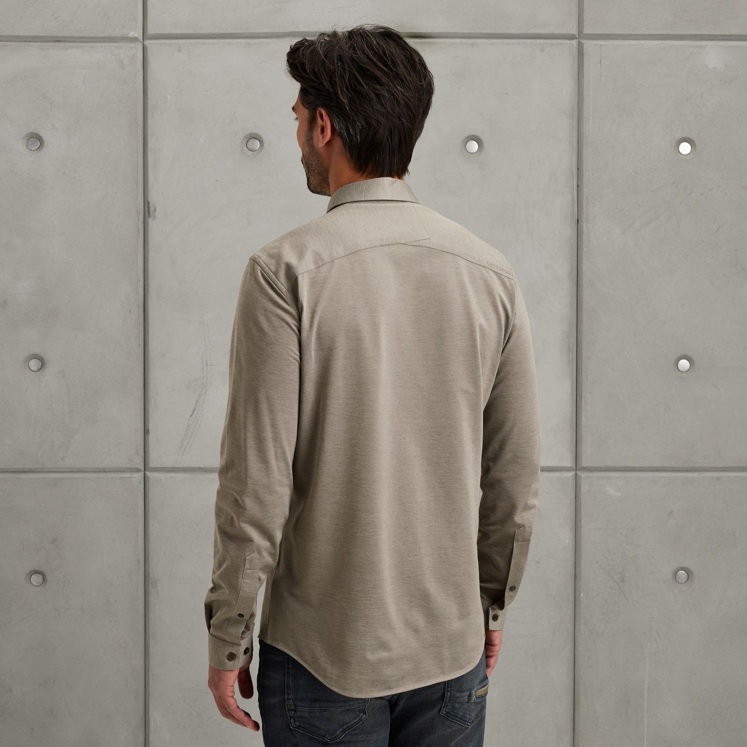 Рубашка Cast-Iron из джерси коричневая артикул CSI2509223-6444