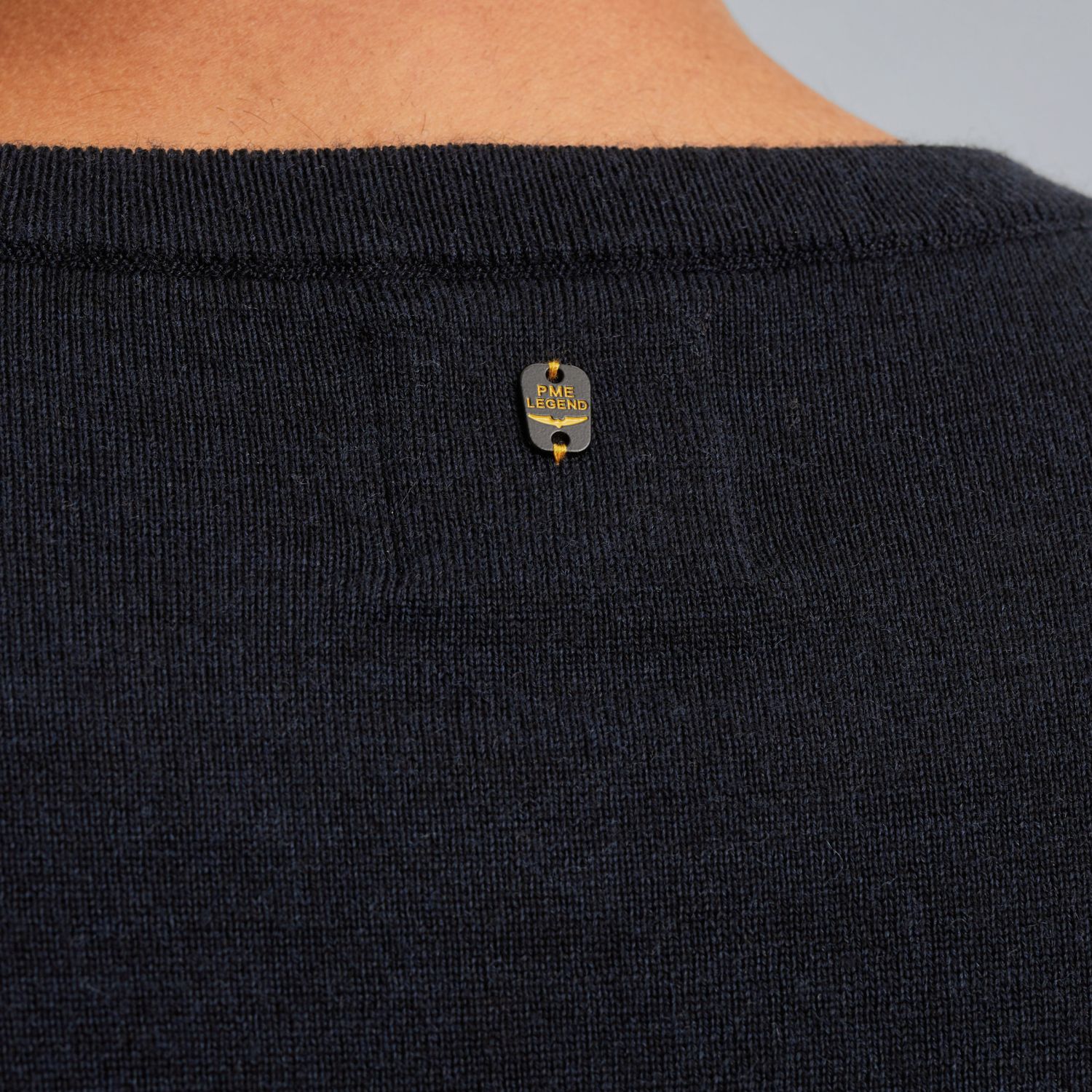 Пуловер PME Legend тонкой вязки с рифлением синий артикул PKW2509326-5281