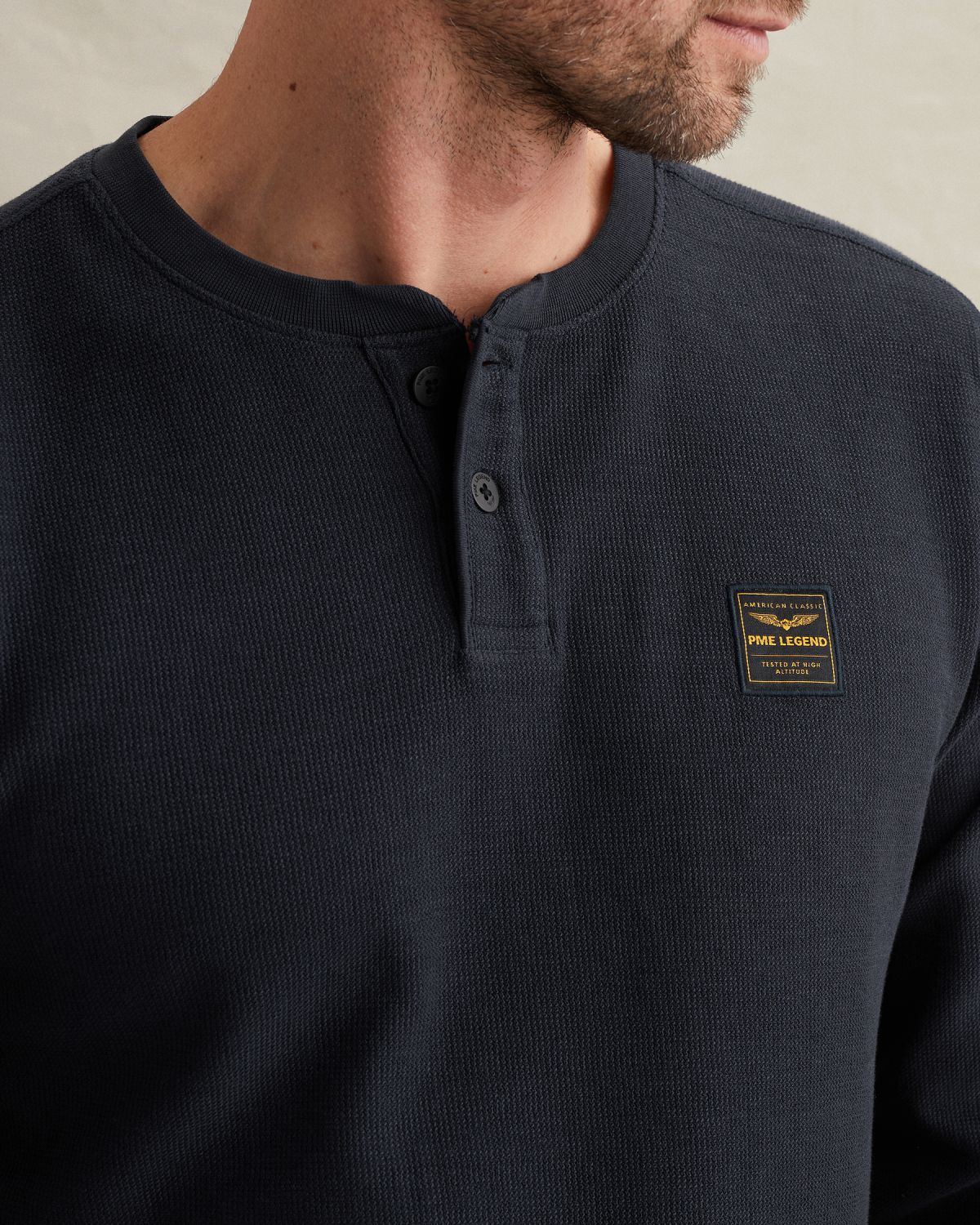 Футболка PME Legend с планкой на пуговицах синяя артикул PTS2602553-5281