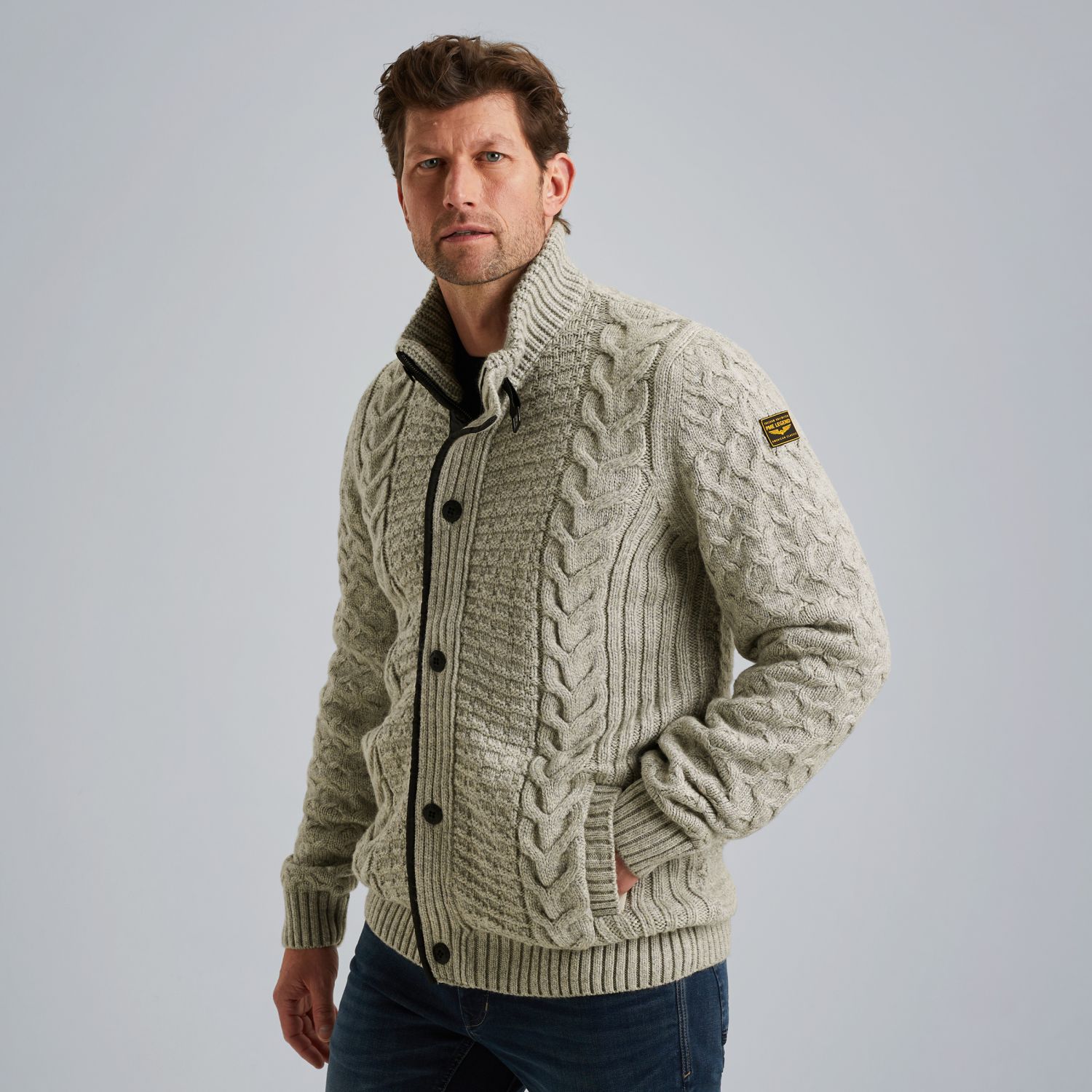 Кардиган в шерстяной смеси серый артикул PKC2510320-921