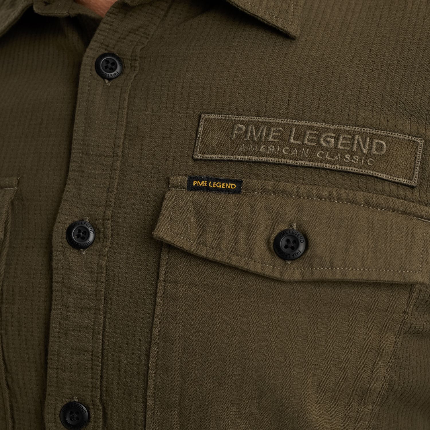 Рубашка PME Legend с нагрудными карманами зелёная артикул PSI2508209-6416