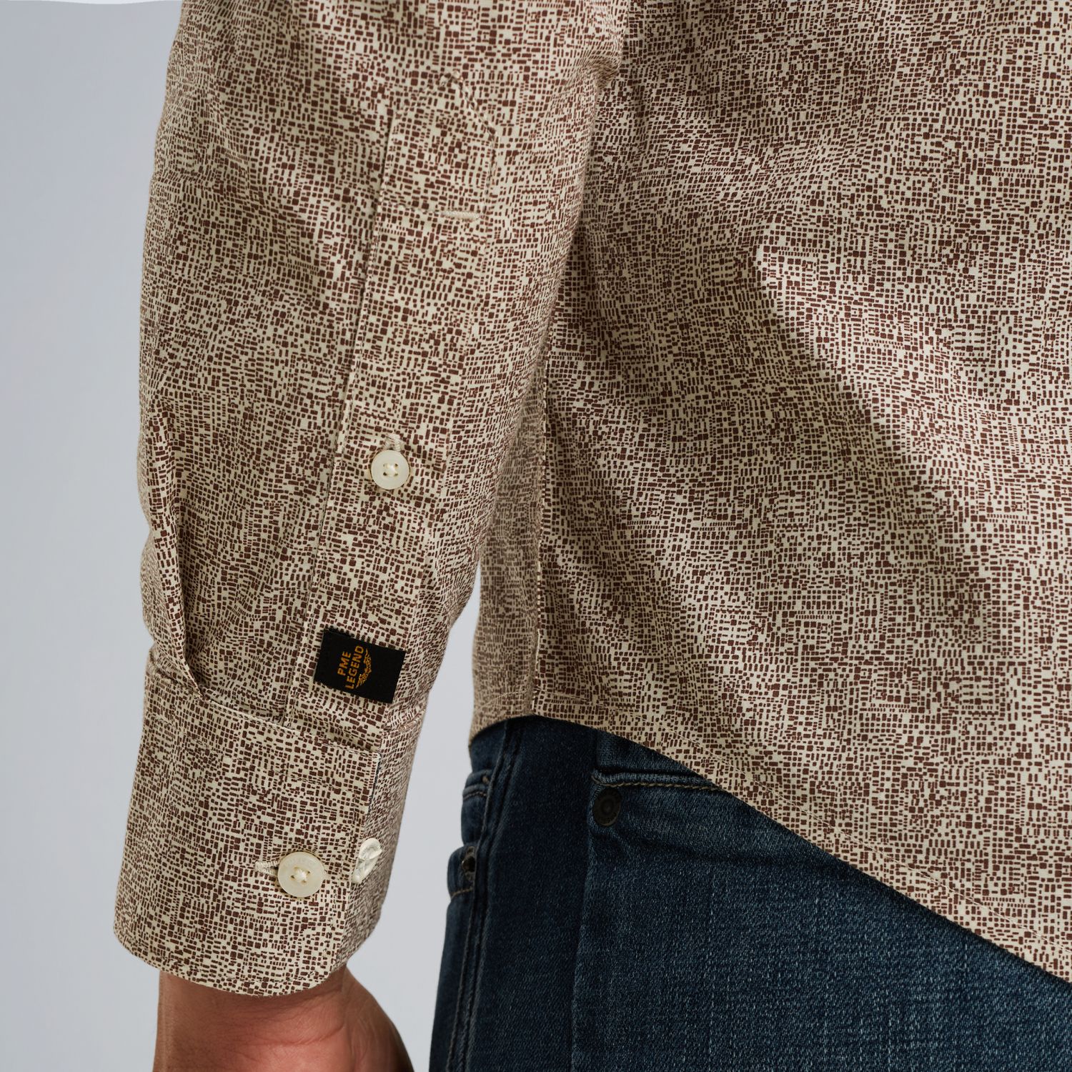 Рубашка PME Legend с принтом коричневая артикул PSI2509238-8203