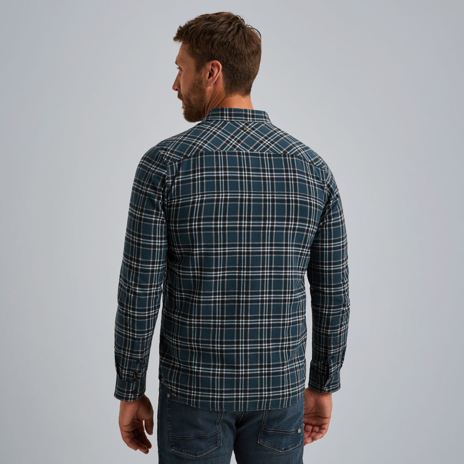 Рубашка PME Legend в клетку синяя артикул PSI2510201-5281