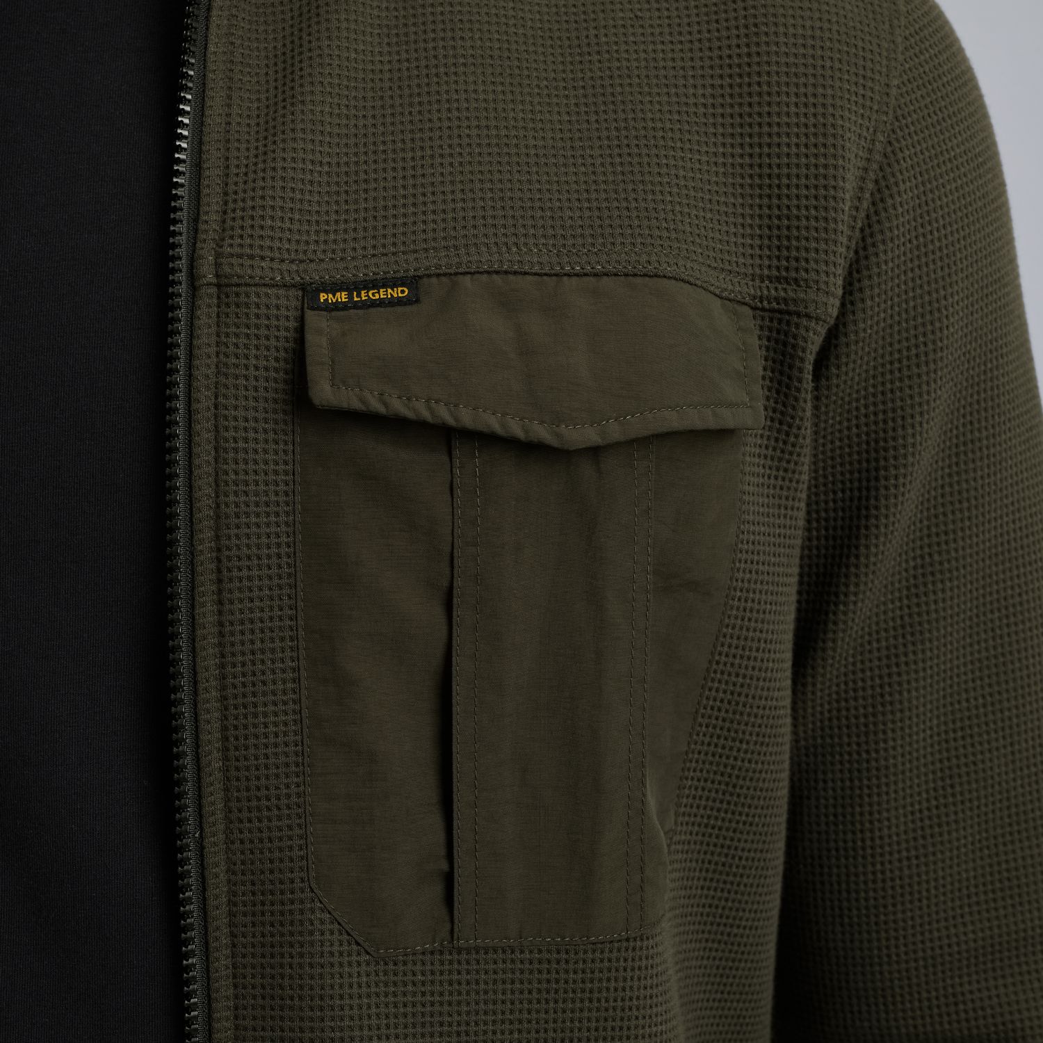 Рубашка-куртка PME Legend с вафельной фактурой зелёная артикул PSI2509248-8039