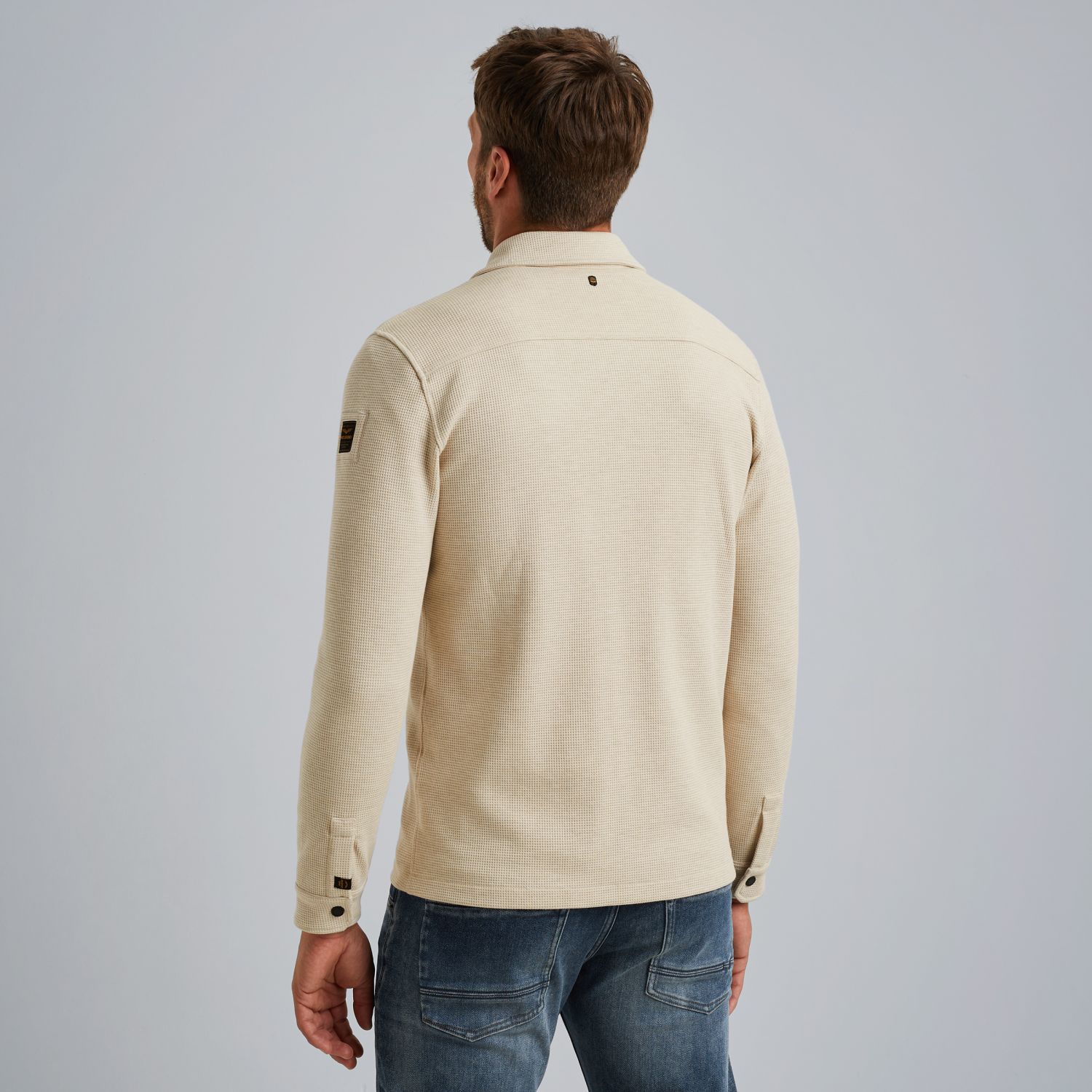 Куртка-рубашка с вафельной текстурой бежевая артикул PSI2511246-7013