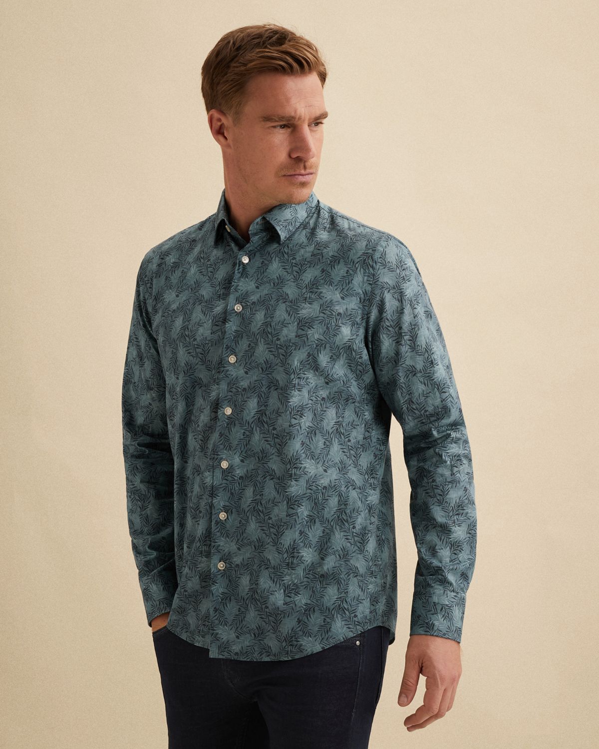 Рубашка Vanguard в поплине с принтом синяя артикул VSI2602208-5228