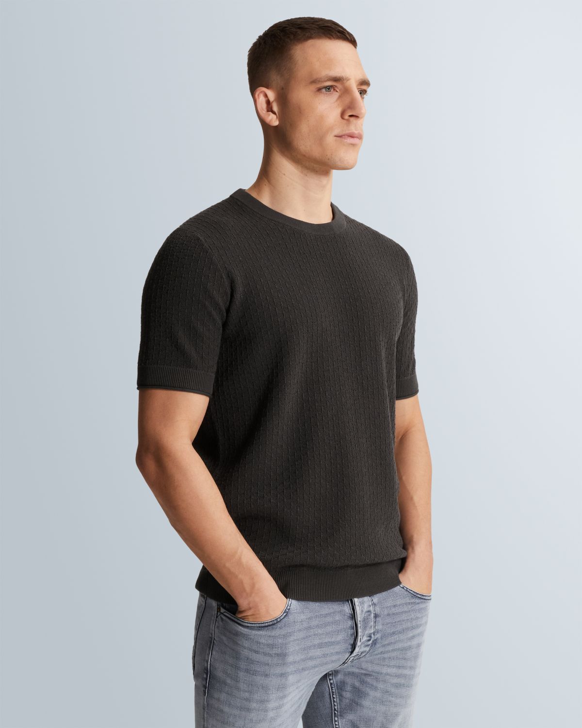 Футболка Cast-Iron вязаная с модалом серая артикул CTSS2602507-9159