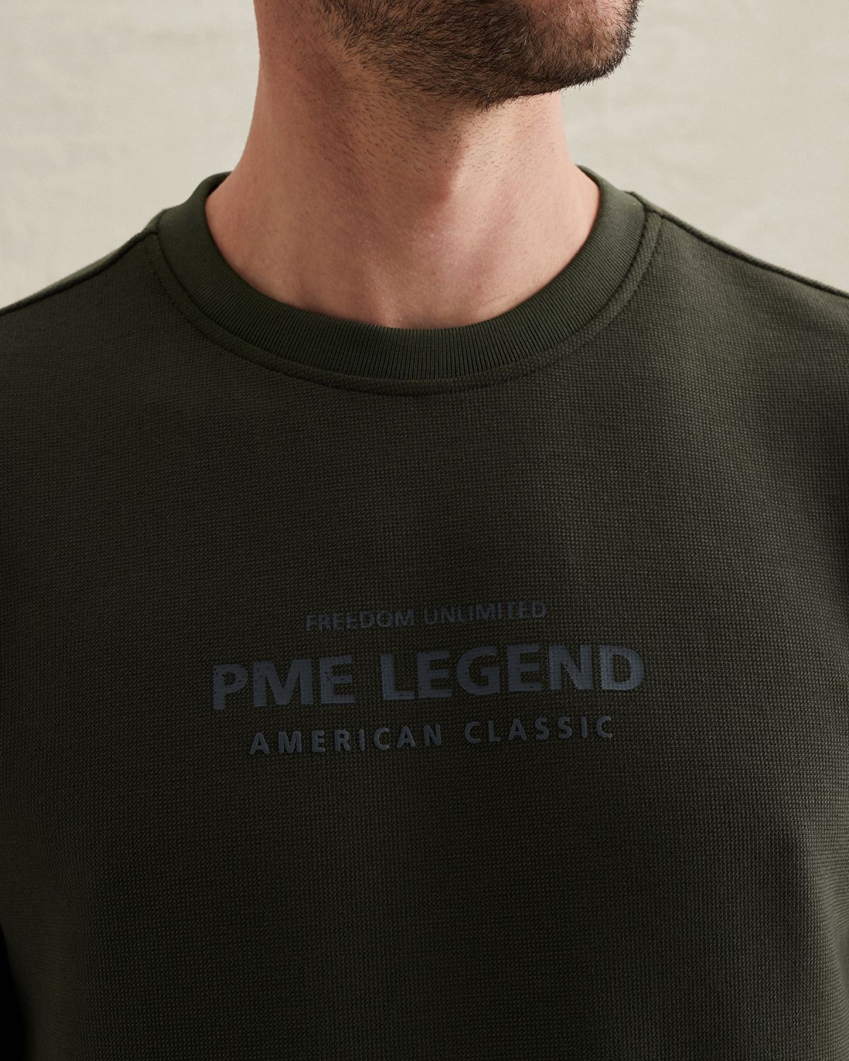 Свитшот PME Legend с рисунком и ребристым воротником зелёный артикул PSW2602485-8039