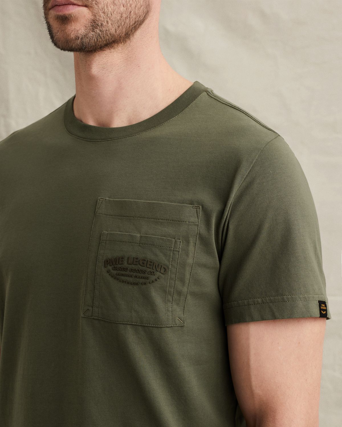 Футболка PME Legend с изображением на нагрудном кармане зелёная артикул PTSS2603565-6150