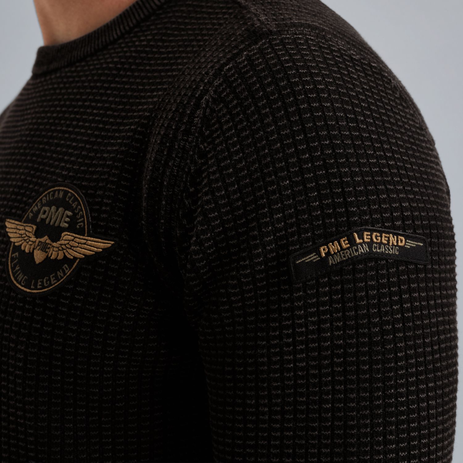 Пуловер PME Legend с окраской готового изделия чёрный артикул PKW2510309-999