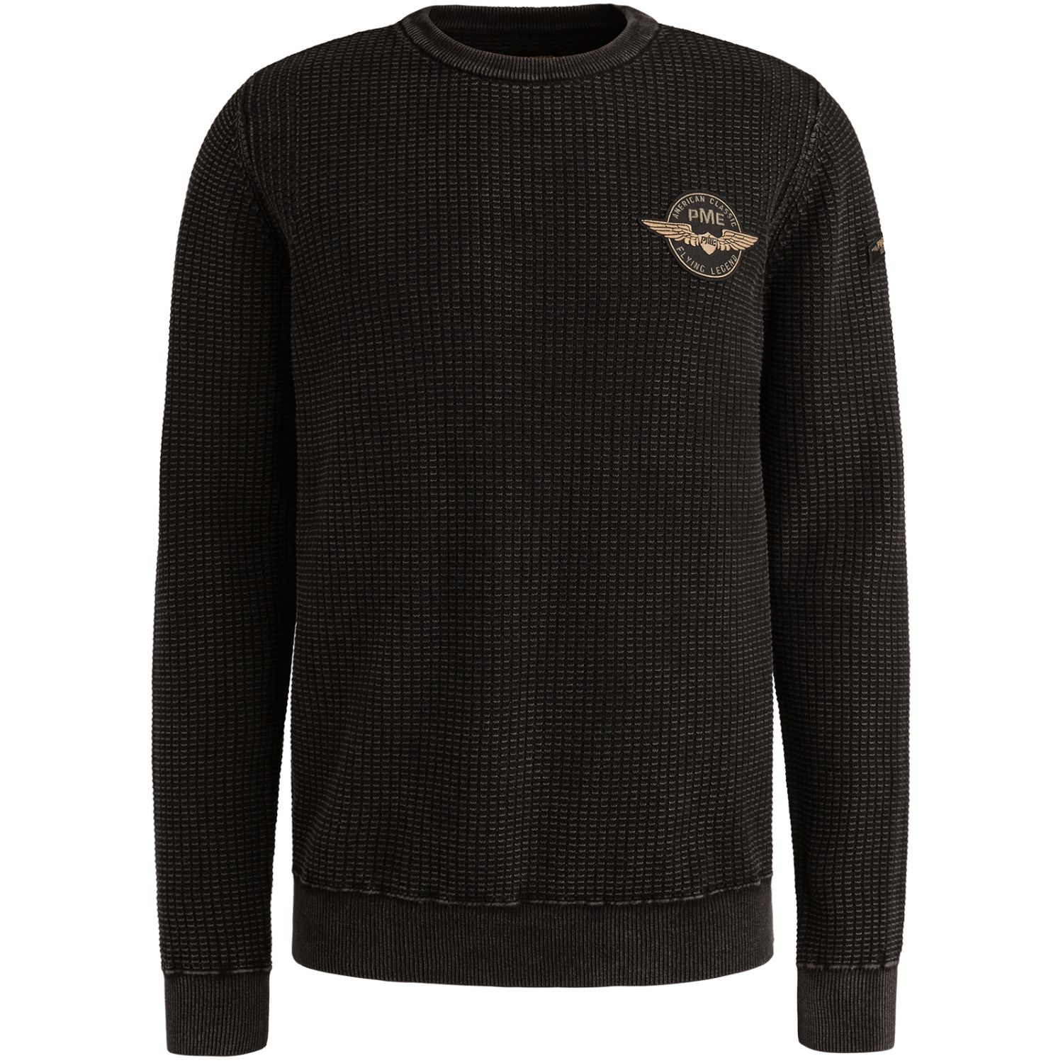Пуловер PME Legend с окраской готового изделия чёрный артикул PKW2510309-999