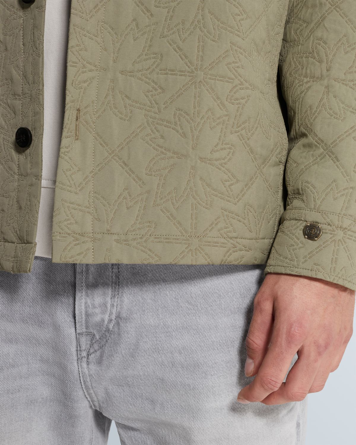 Рубашка-жакет Cast-Iron с жаккардовым рисунком коричневая артикул CSI2602214-6478