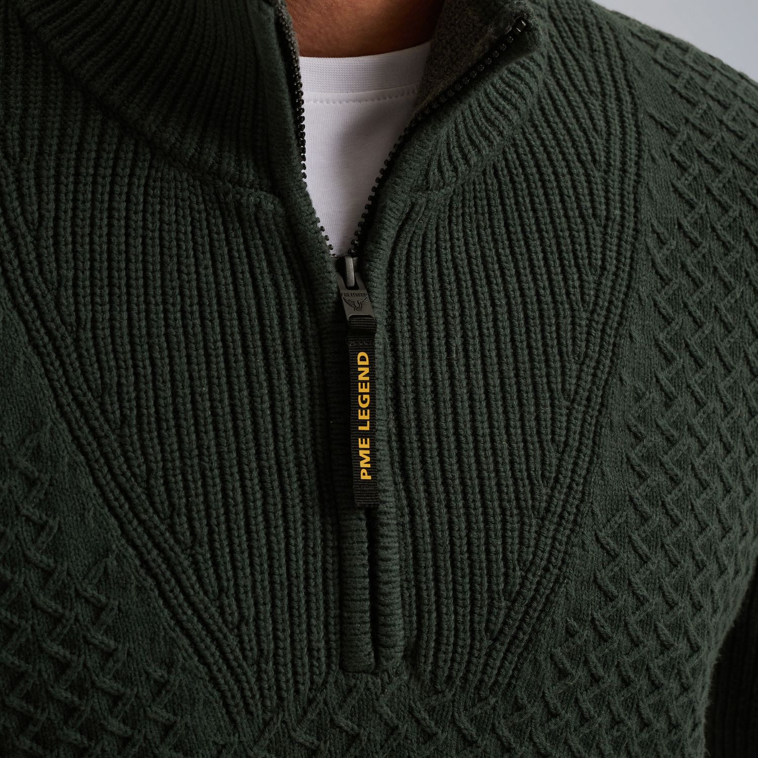 Пуловер PME Legend с короткой молнией зелёный артикул PKW2510305-6027