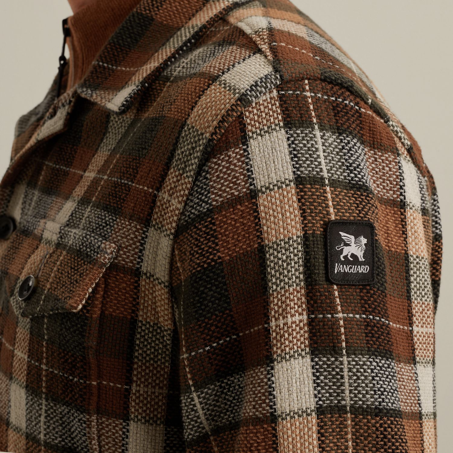 Рубашка-жакет Vanguard в клетку коричневая артикул VSI2510256-8122