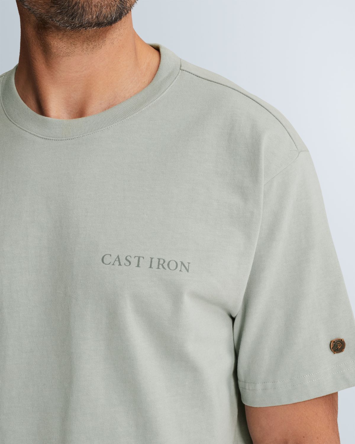 Футболка Cast-Iron с крупным принтом серая артикул CTSS2603512-9105