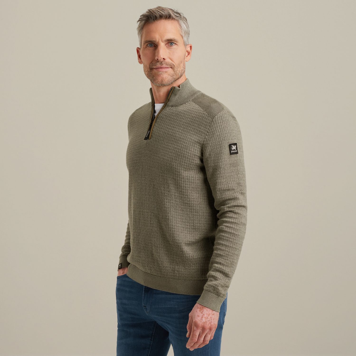 Пуловер Vanguard с эффектом цвета зелёный артикул VKW2508302-6497