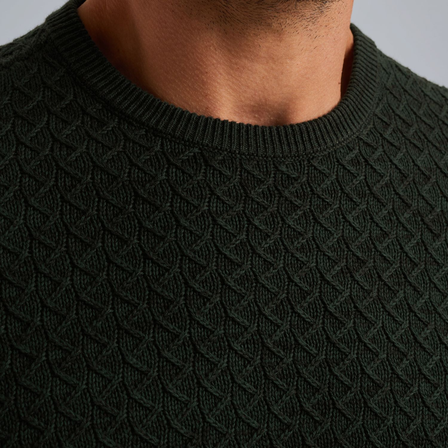 Пуловер PME Legend с круглым вырезом зелёный артикул PKW2510304-6027