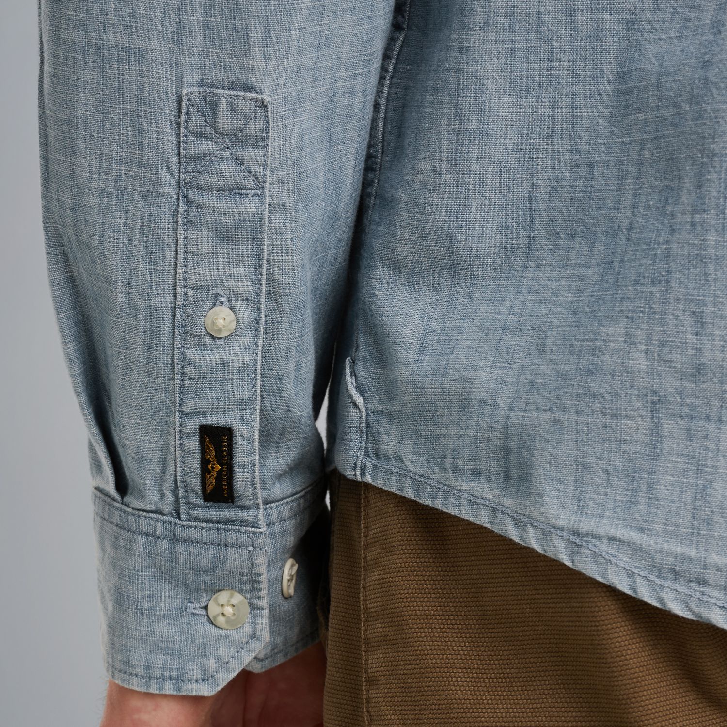 Рубашка PME Legend с эффектом денима синяя артикул PSI2508220-590