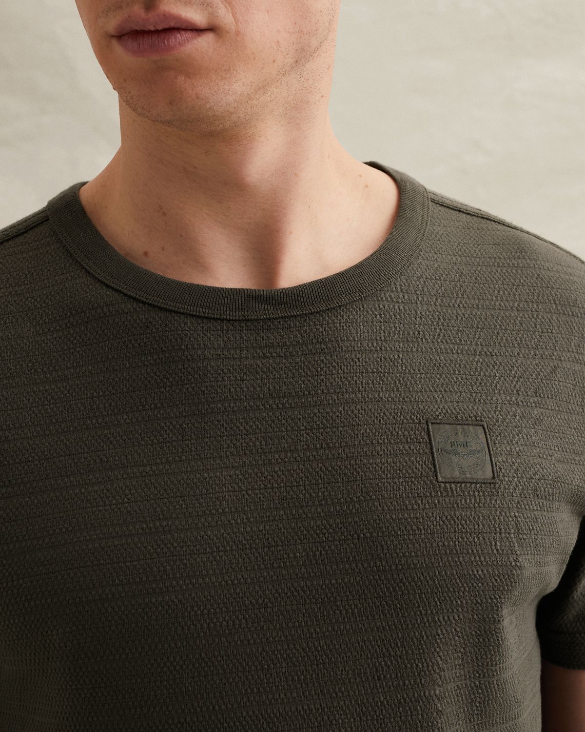 Футболка PME Legend с жаккардовой полоской зелёная артикул PTSS2602563-8039