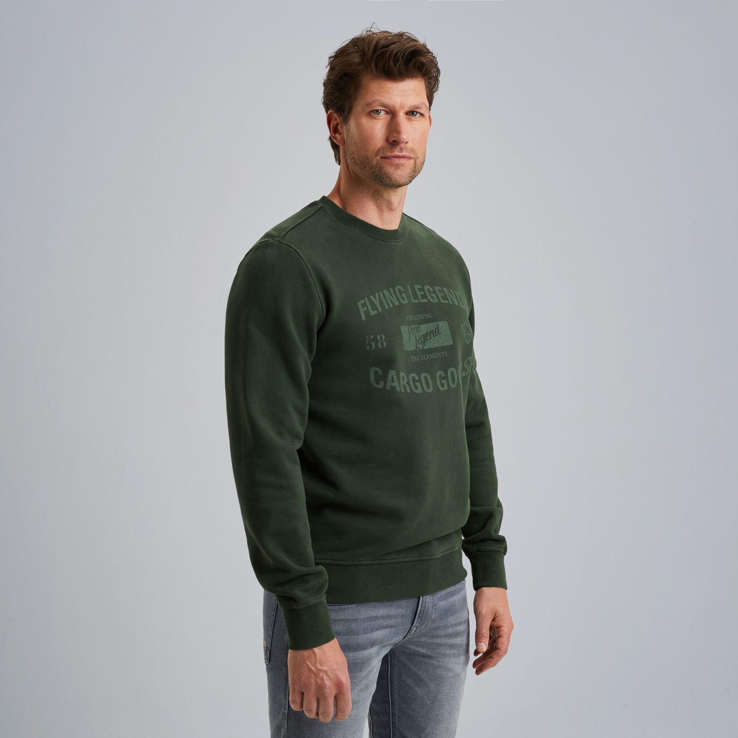 Свитшот PME Legend с принтом зелёный артикул PSW2510473-6027