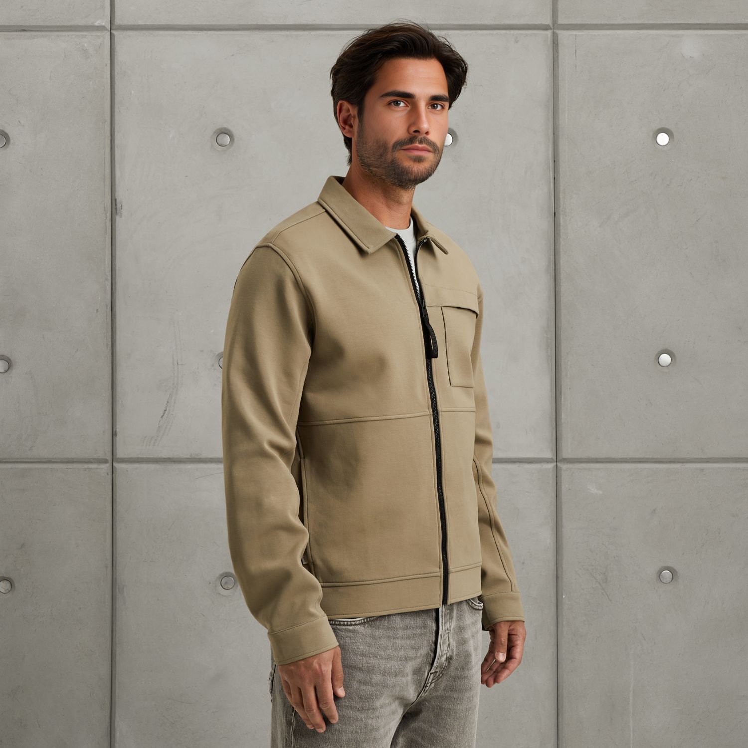 Куртка-рубашка Cast-Iron с застёжкой-молнией хаки артикул CSW2508432-8025