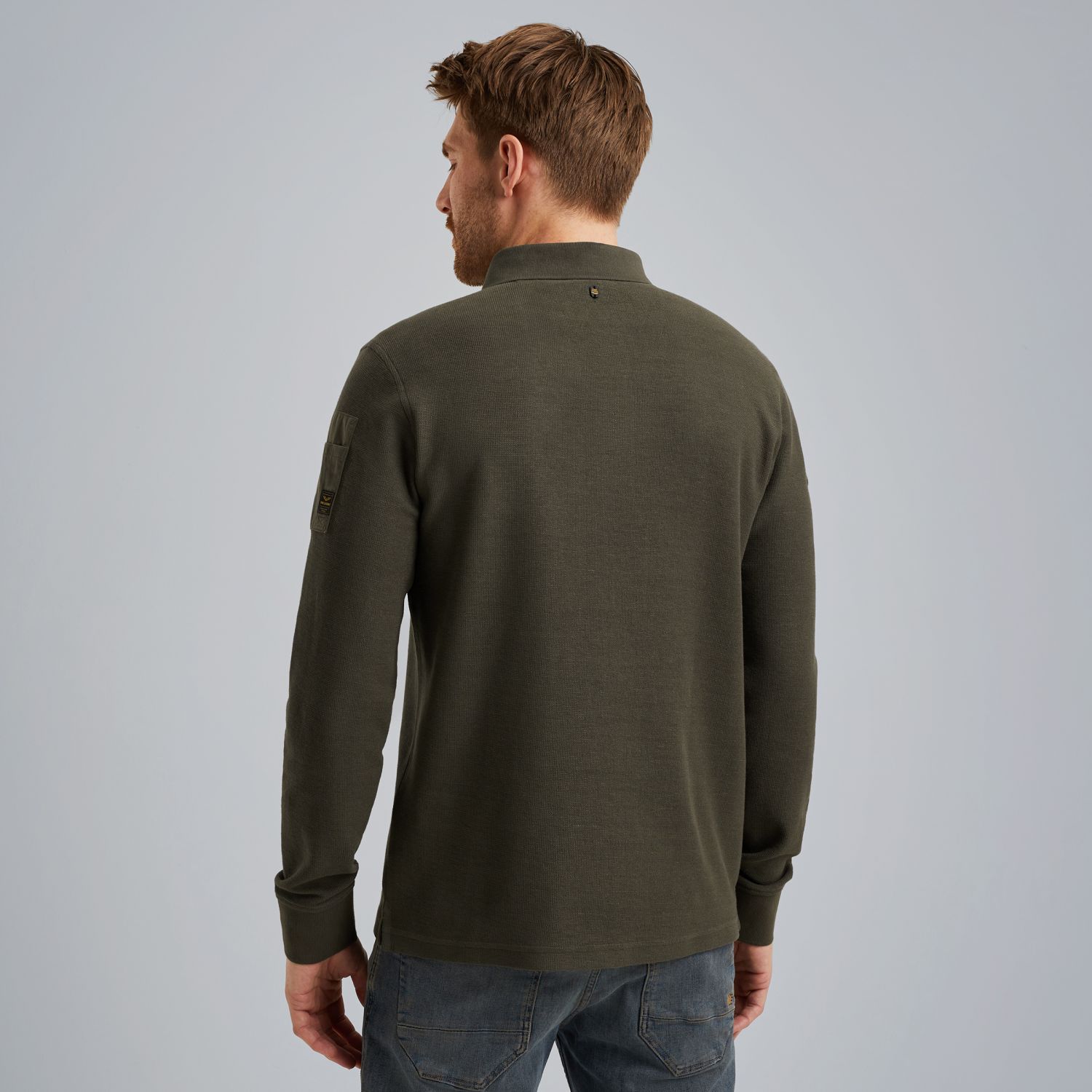 Поло PME Legend с длинными рукавами зелёный артикул PPS2509802-8039