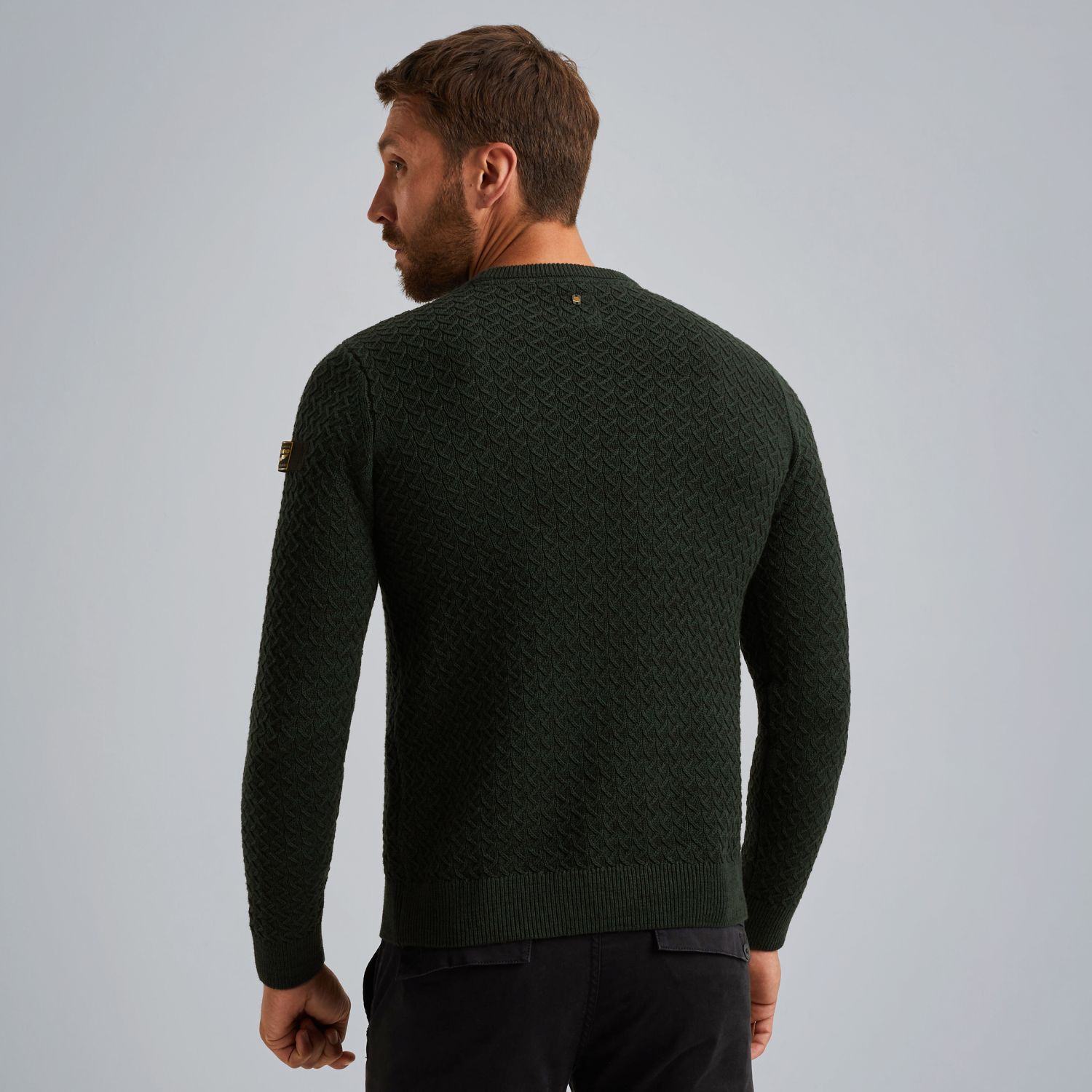 Пуловер PME Legend с круглым вырезом зелёный артикул PKW2510304-6027