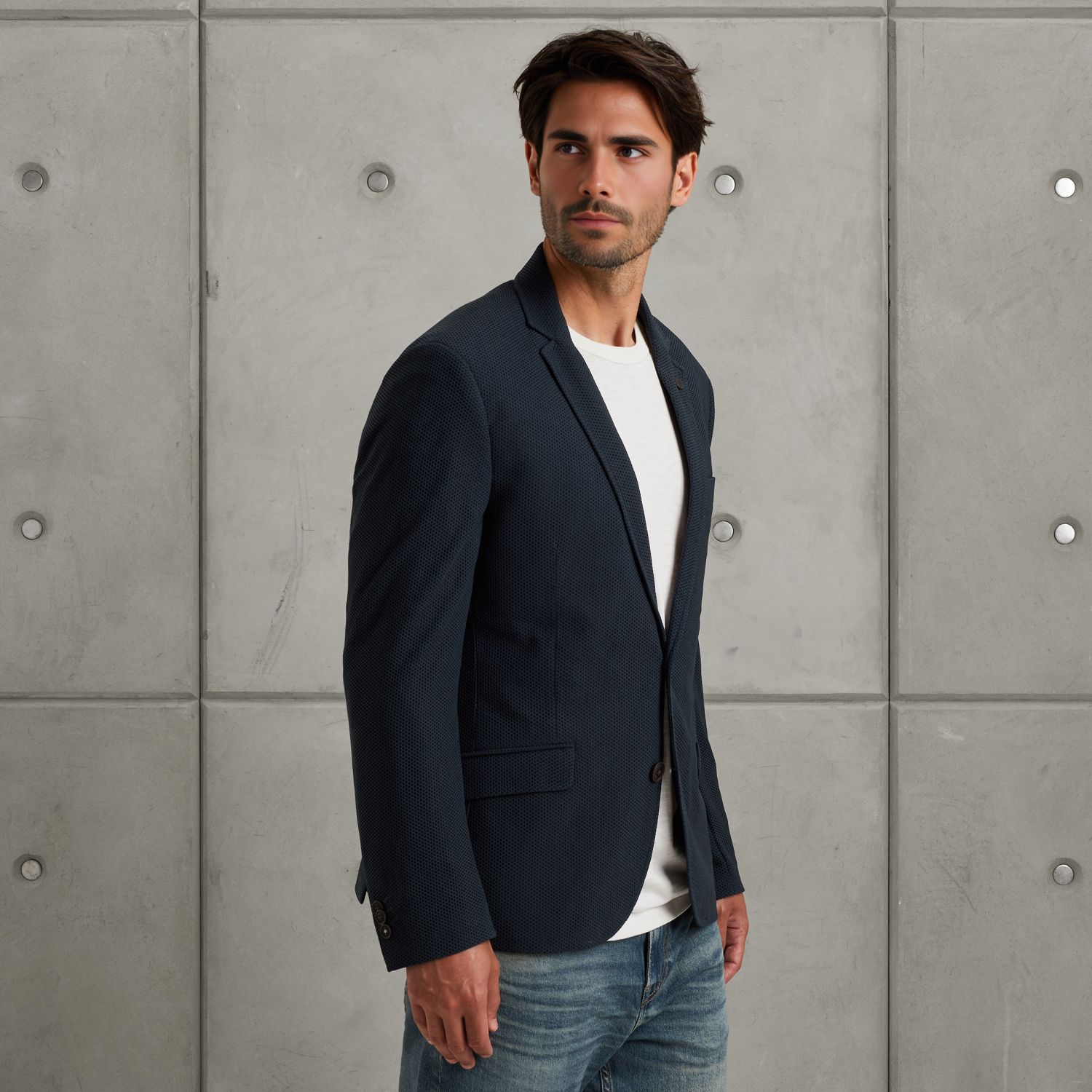 Пиджак Cast-Iron с текстурой синий артикул CBL2509150-5281