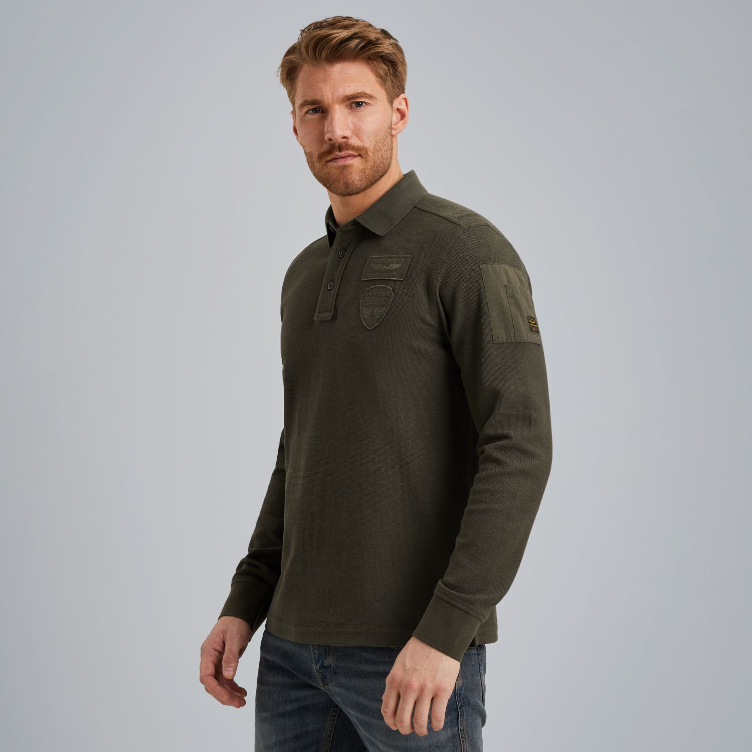 Поло PME Legend с длинными рукавами зелёный артикул PPS2509802-8039