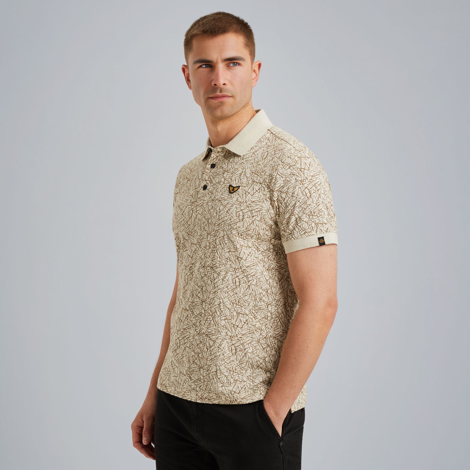 Поло с принтом бежевое артикул PPSS2506893-7011