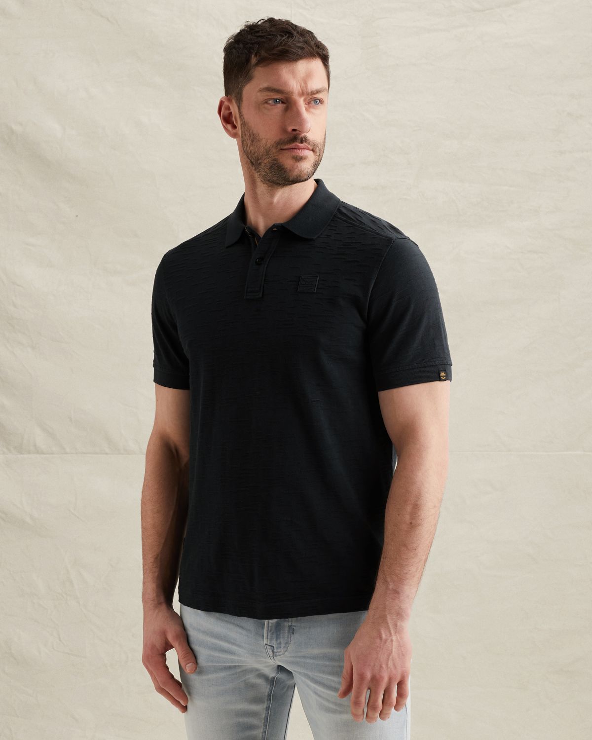 Поло PME Legend с жаккардовым узором синее артикул PPSS2604868-5282