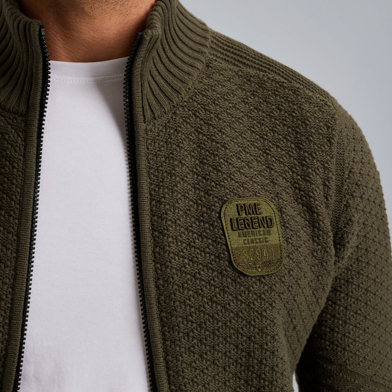 Кардиган PME Legend с молнией зелёный артикул PKC2509367-8039