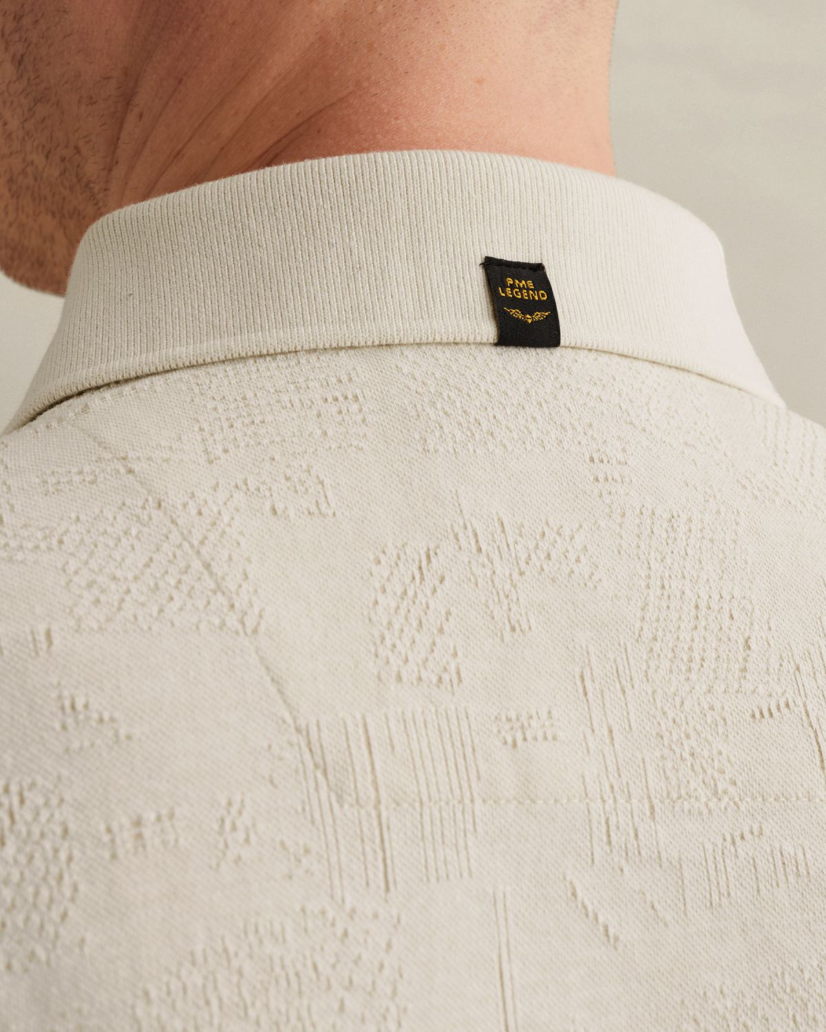 Футболка-поло PME Legend с жаккардовым узором бежевая артикул PPSS2603883-7013