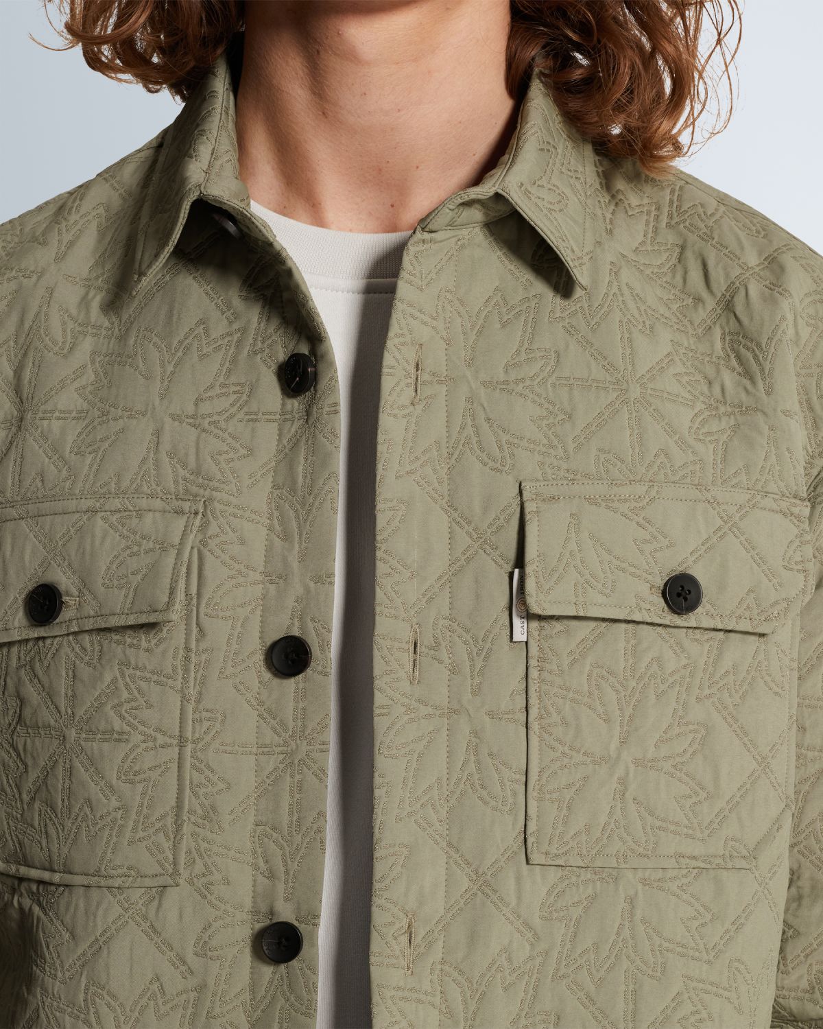 Рубашка-жакет Cast-Iron с жаккардовым рисунком коричневая артикул CSI2602214-6478