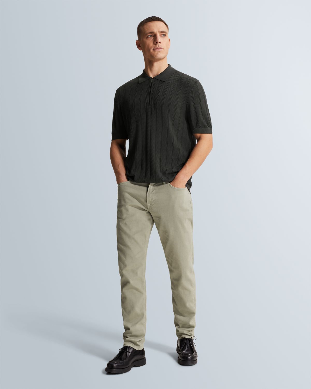 Футболка-поло Cast-Iron с молнией серая артикул CPSS2602855-9159