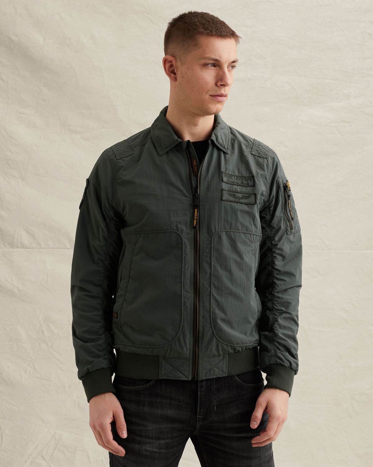 Куртка PME Legend в стиле MA-1 зелёная артикул PJA2602105-6026