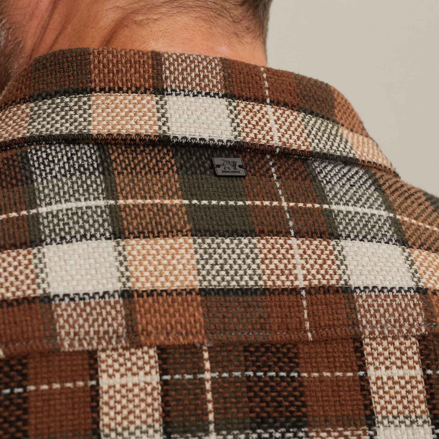 Рубашка-жакет Vanguard в клетку коричневая артикул VSI2510256-8122