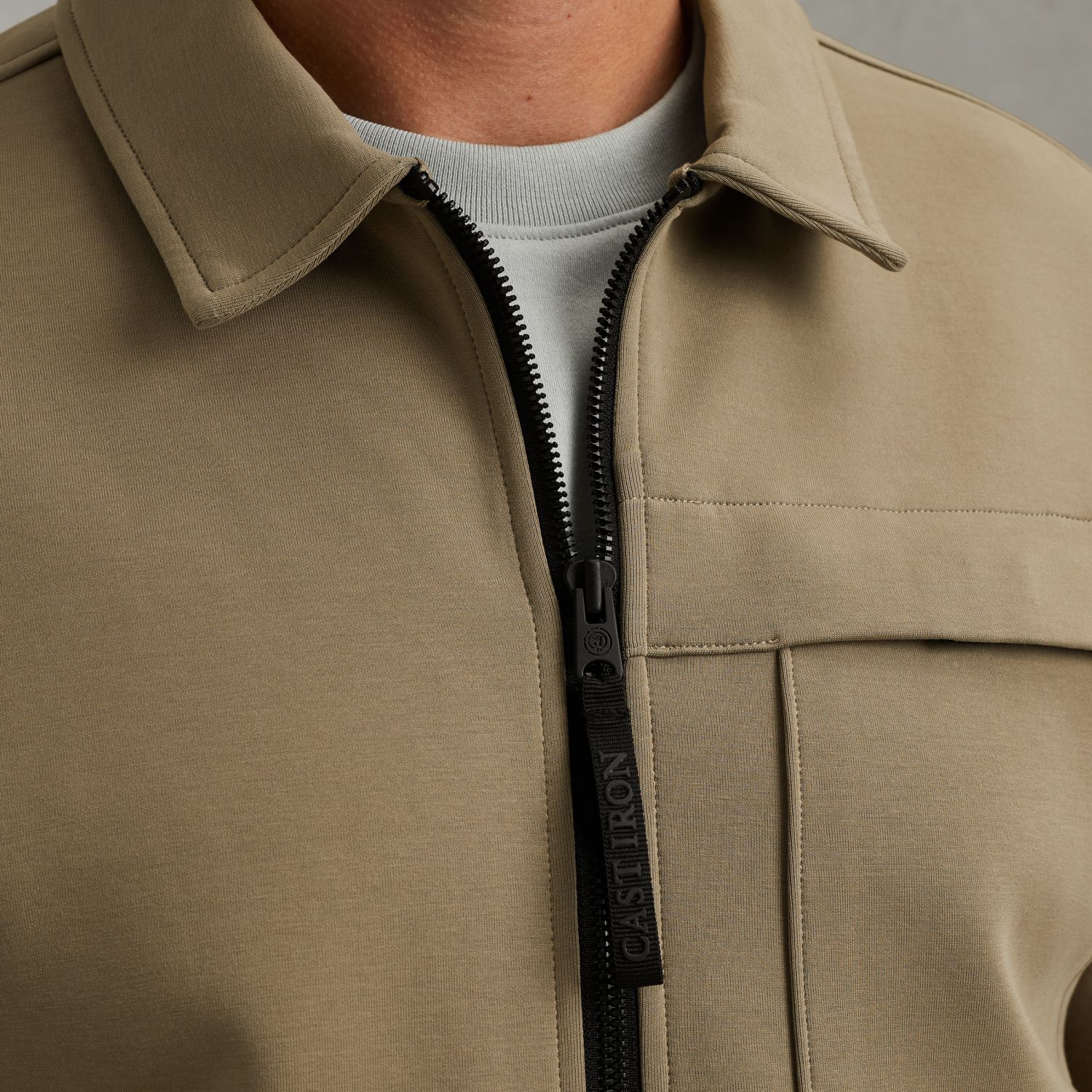 Куртка-рубашка Cast-Iron с застёжкой-молнией хаки артикул CSW2508432-8025