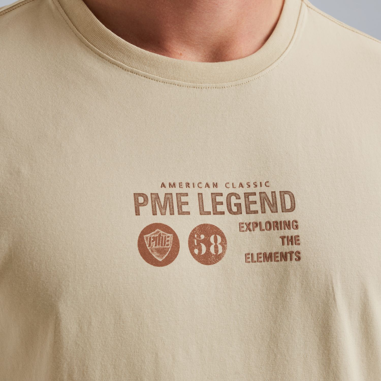 Футболка с принтом бежевая артикул PTSS2509569-7013