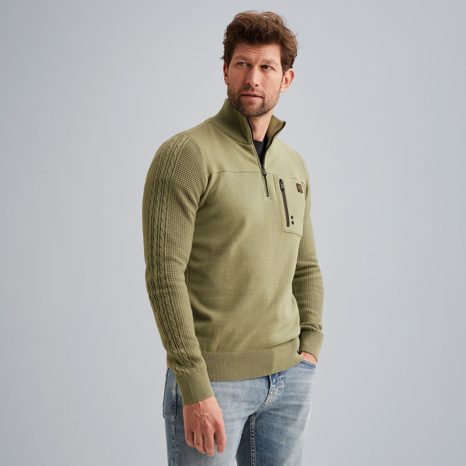 Толстовка с молнией зелёная артикул PKW2510324-6379