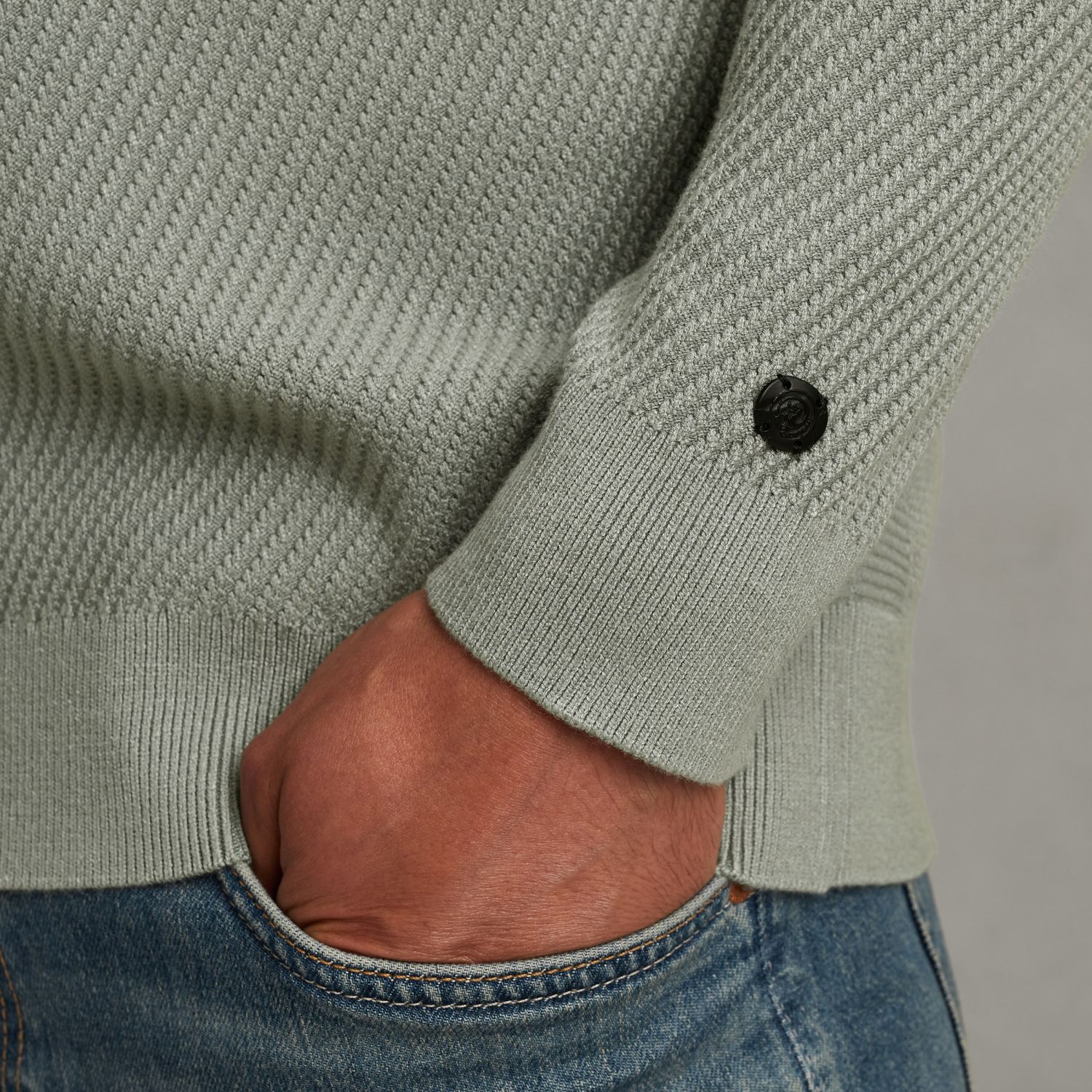 Пуловер Cast-Iron с фактурой зелёный артикул CKW2510340-6021