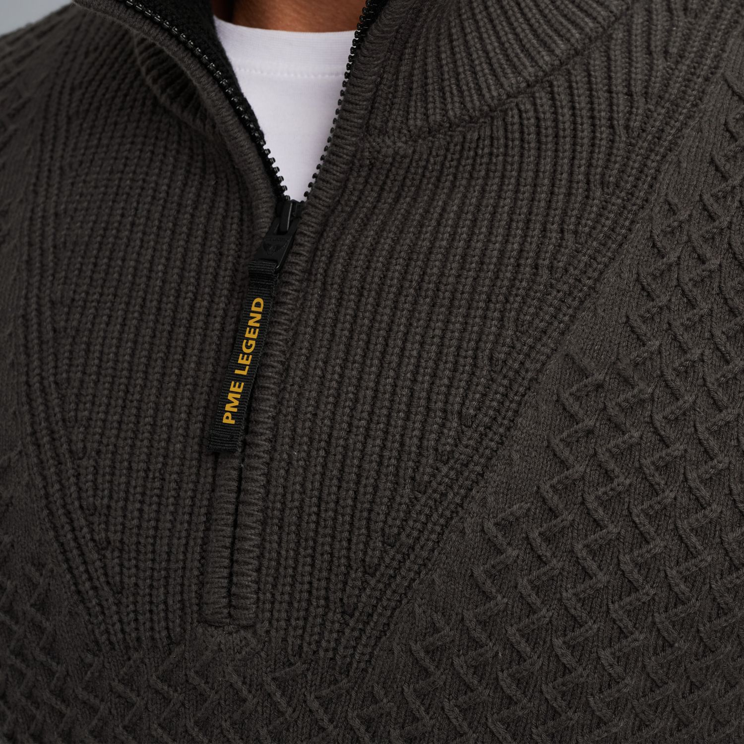 Пуловер PME Legend с короткой молнией серый артикул PKW2510305-9703
