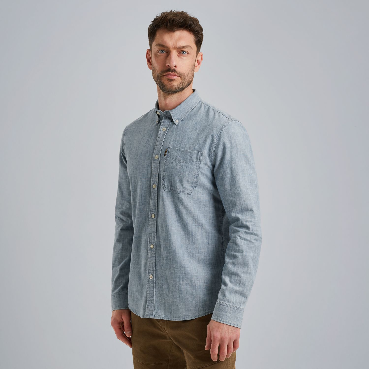 Рубашка PME Legend с эффектом денима синяя артикул PSI2508220-590