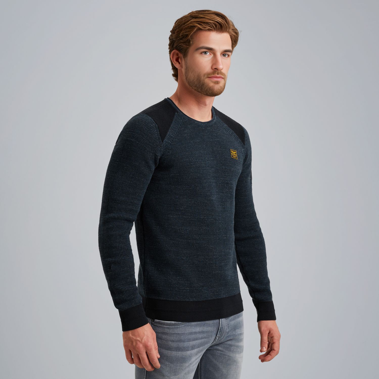 Пуловер PME Legend с круглым вырезом синий артикул PKW2508301-5281