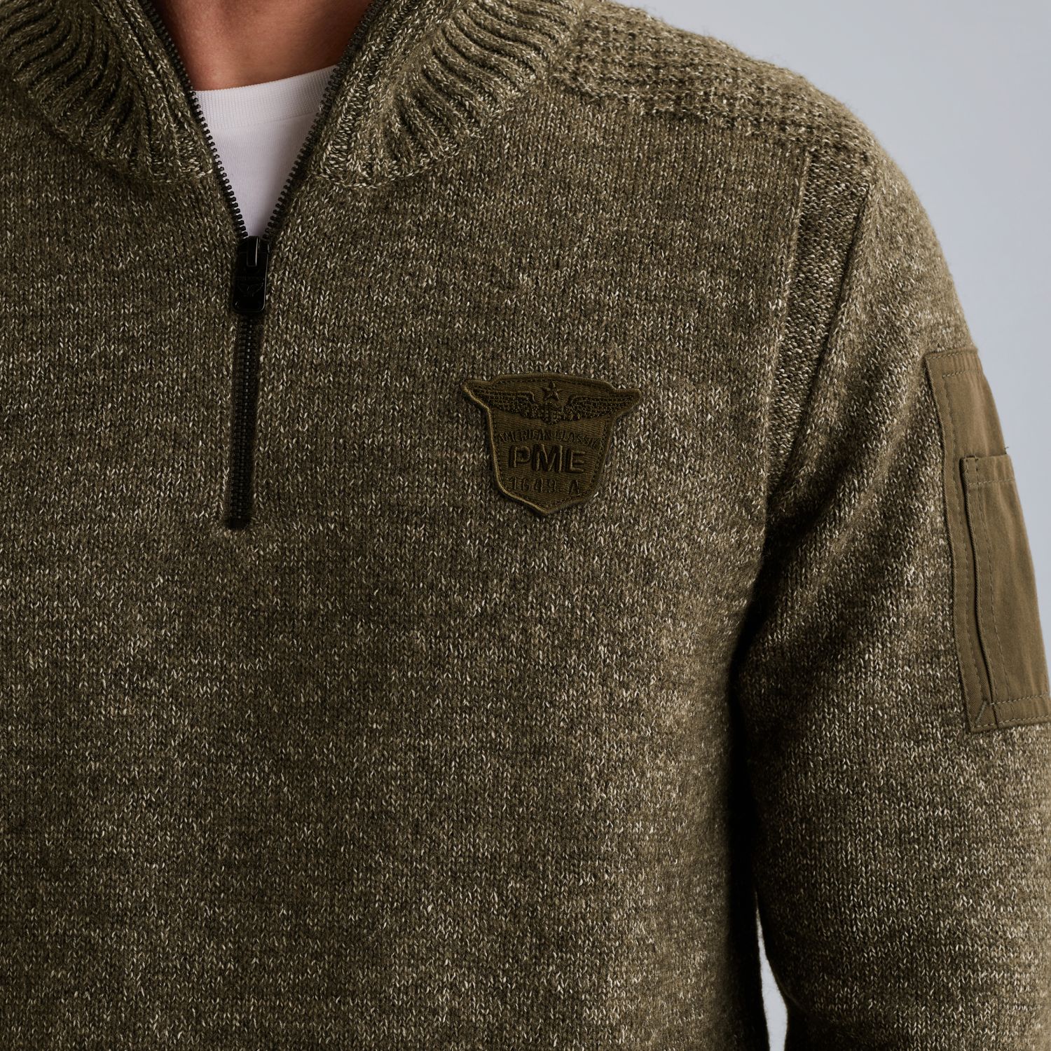 Пуловер PME Legend с полу-молнией серый артикул PKW2510314-940