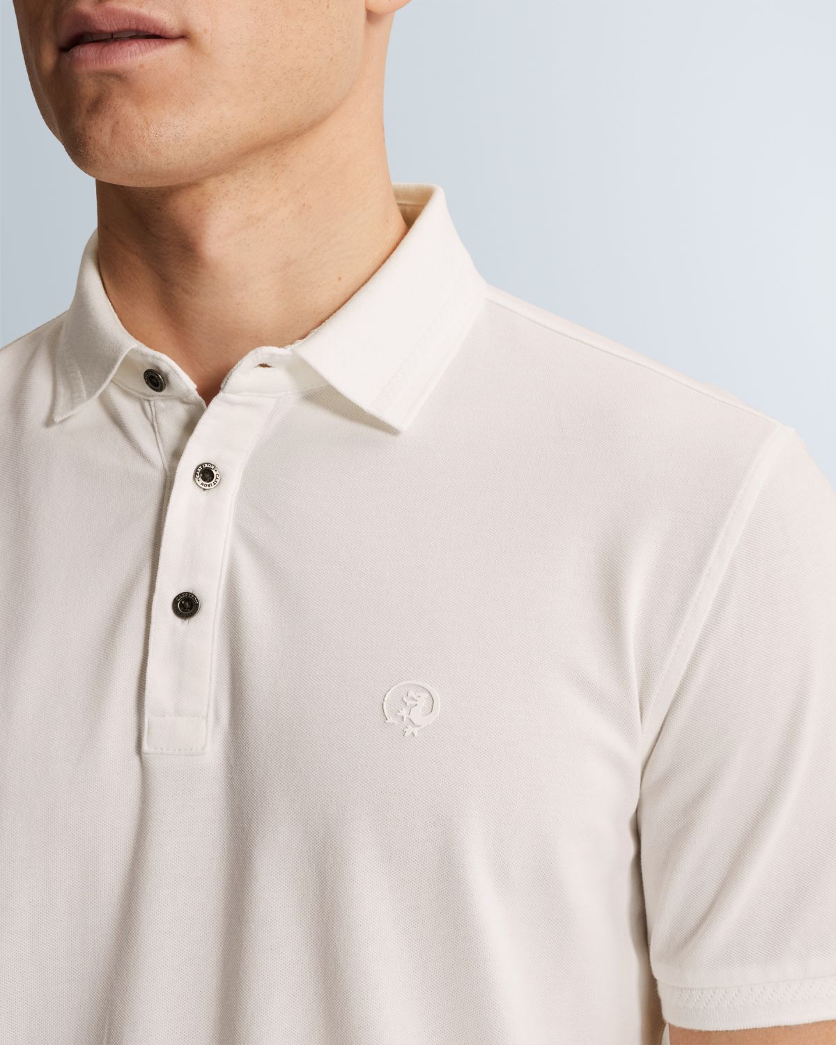 Рубашка-поло Cast-Iron с тканым логотипом белая артикул CPSS2602850-7002