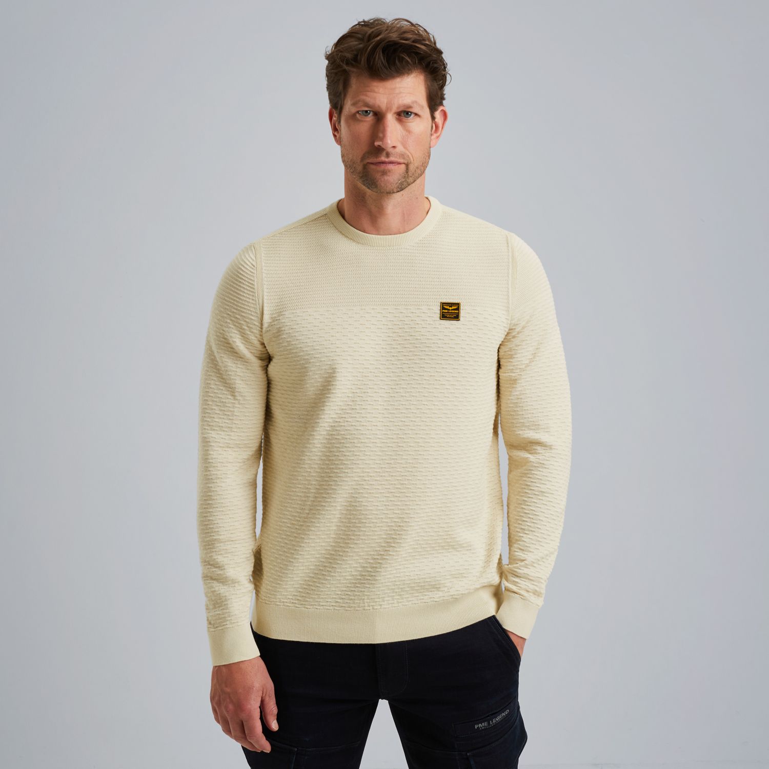 Джемпер из хлопка бежевый артикул PKW2510300-7013